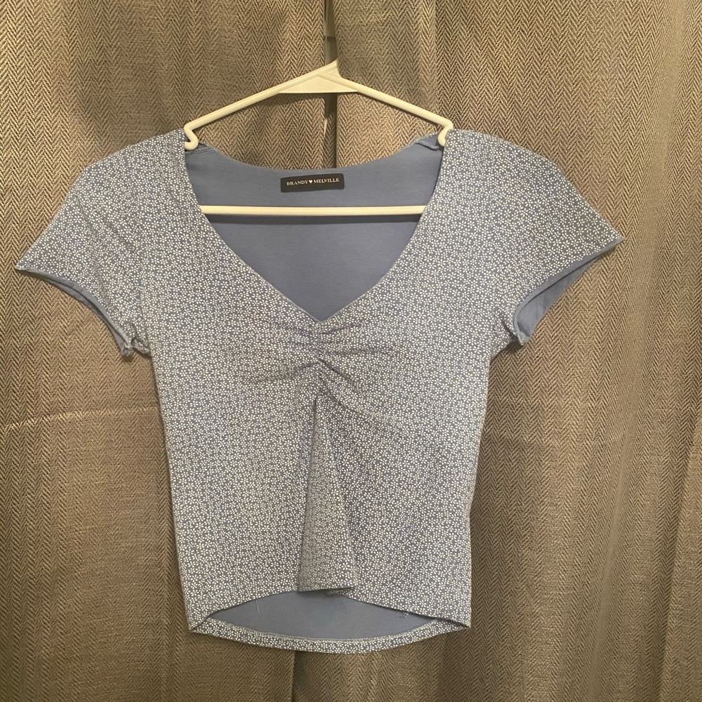brandy melville blue cropped short sleeve💙